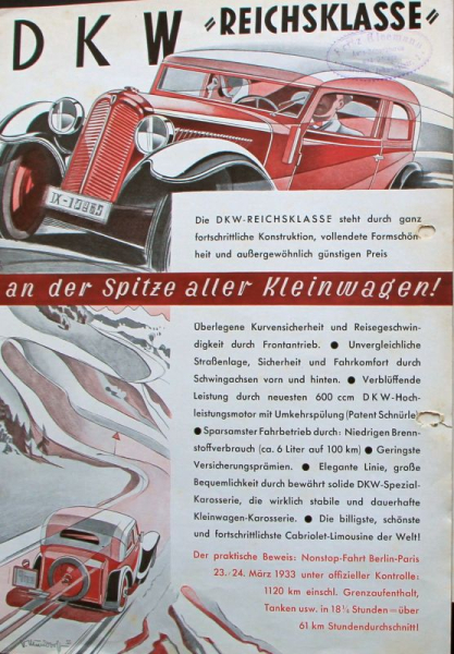 DKW Reichsklasse Modelprogram 1932 Carbrochure (4634)
